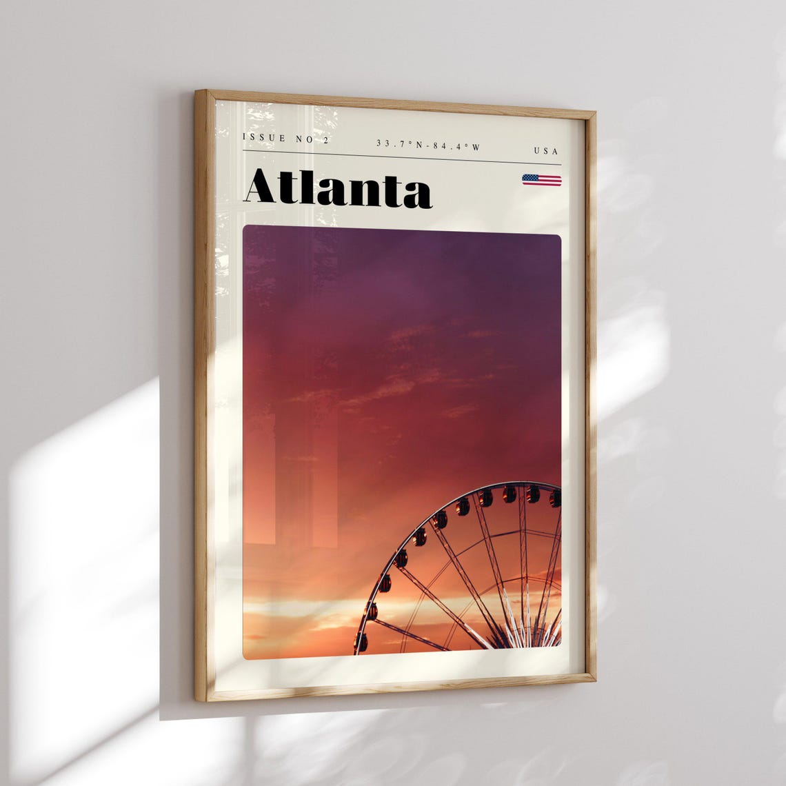 Atlanta Ferris Wheel Sunset Sky Glow Issue 2 Retro Travel Poster - Image 2