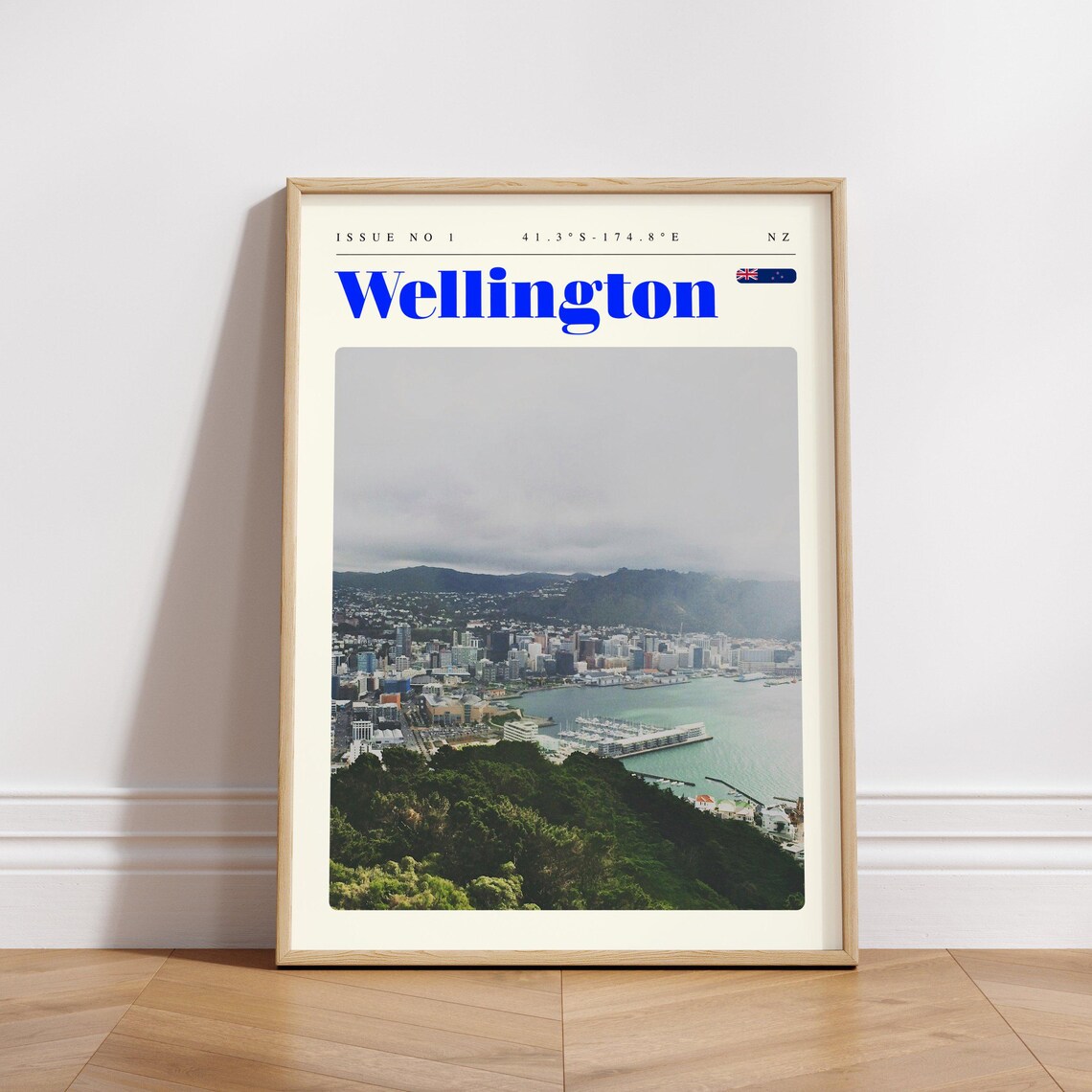 Wellington New Zealand Harbor City Aerial Modern Travel Poster - Image 3