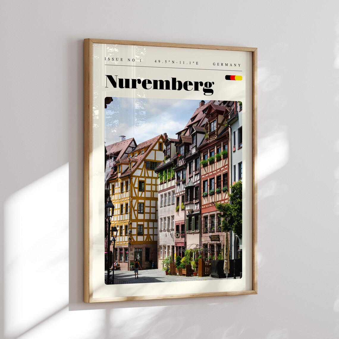 Nuremberg Germany Half Timbered Old Town Street Modern Travel Poster - Image 2