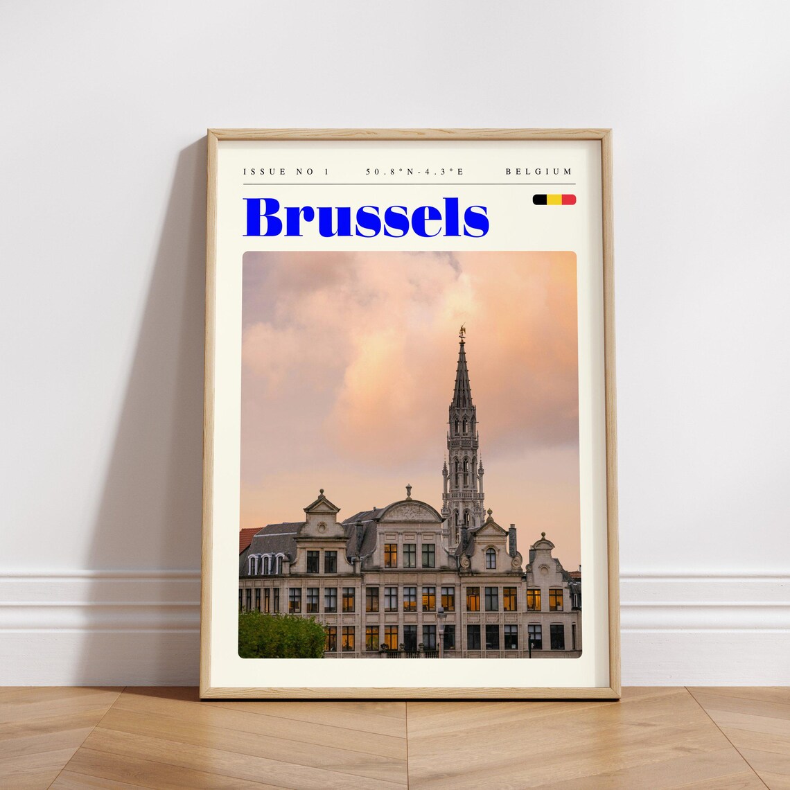 Brussels Belgium Grand Place Town Hall Sunset Vintage Travel Poster - Image 3