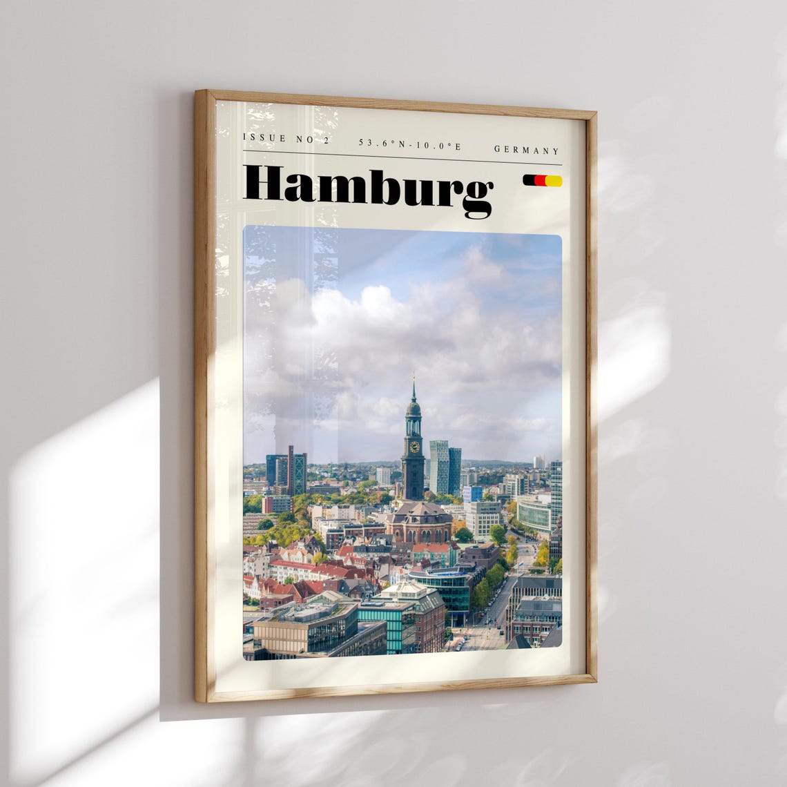Hamburg Old Town Michel Tower Skyline Issue 2 Retro Travel Poster - Image 2
