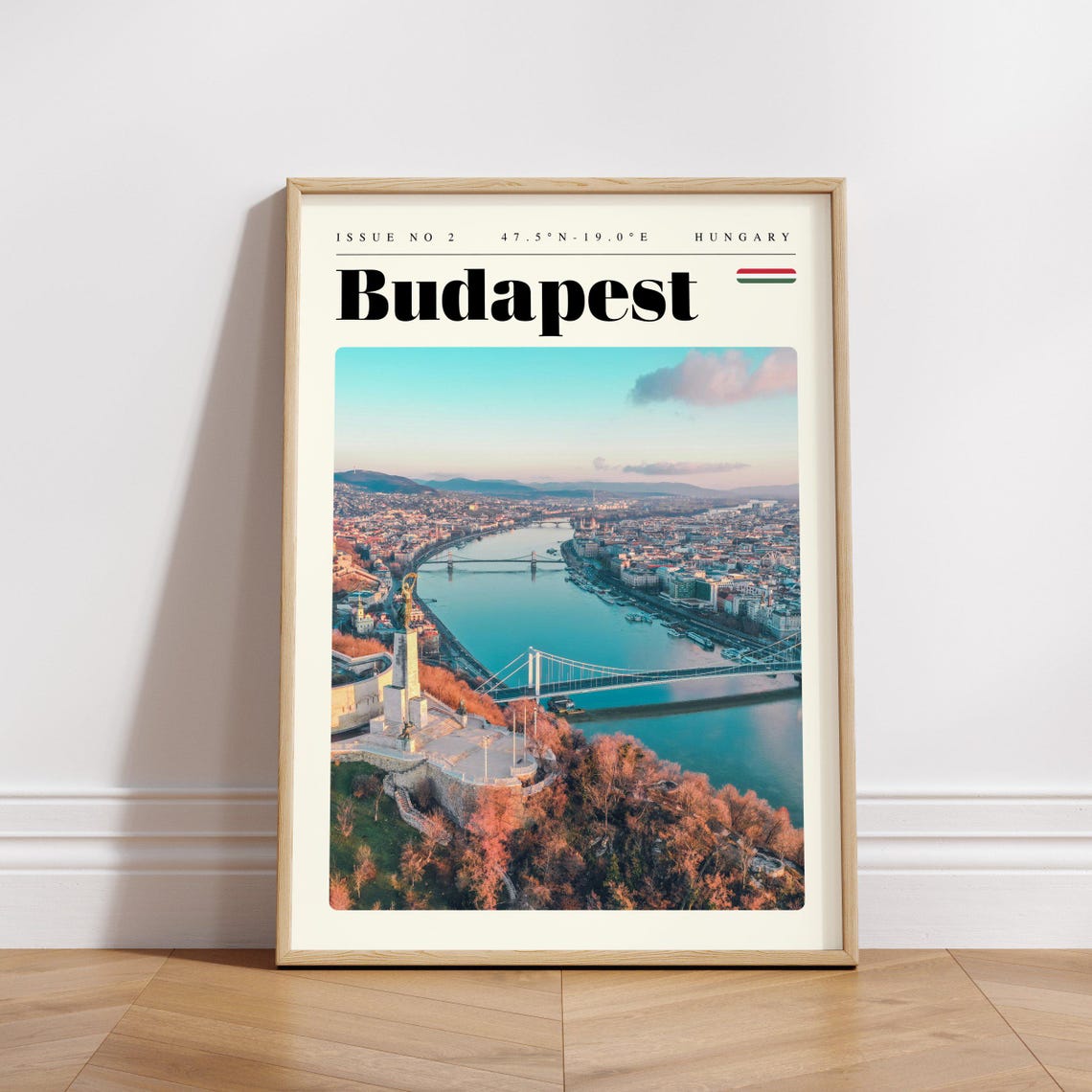 Budapest Hungary Danube Bridges Citadel Sunset Panorama Poster - Image 3