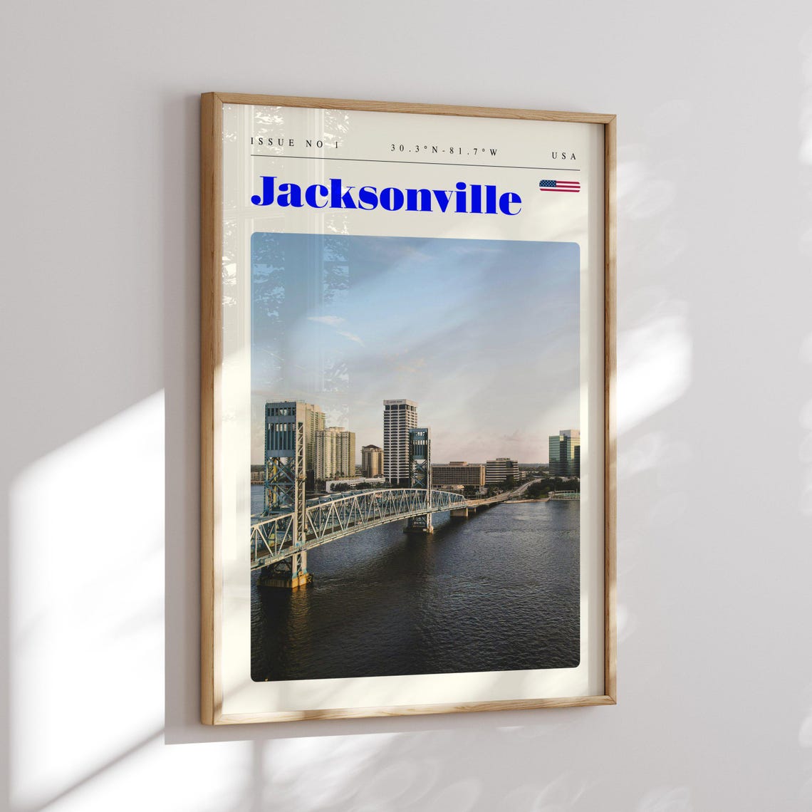 Jacksonville Blue Bridge River Skyline Florida USA Travel Poster - Image 2