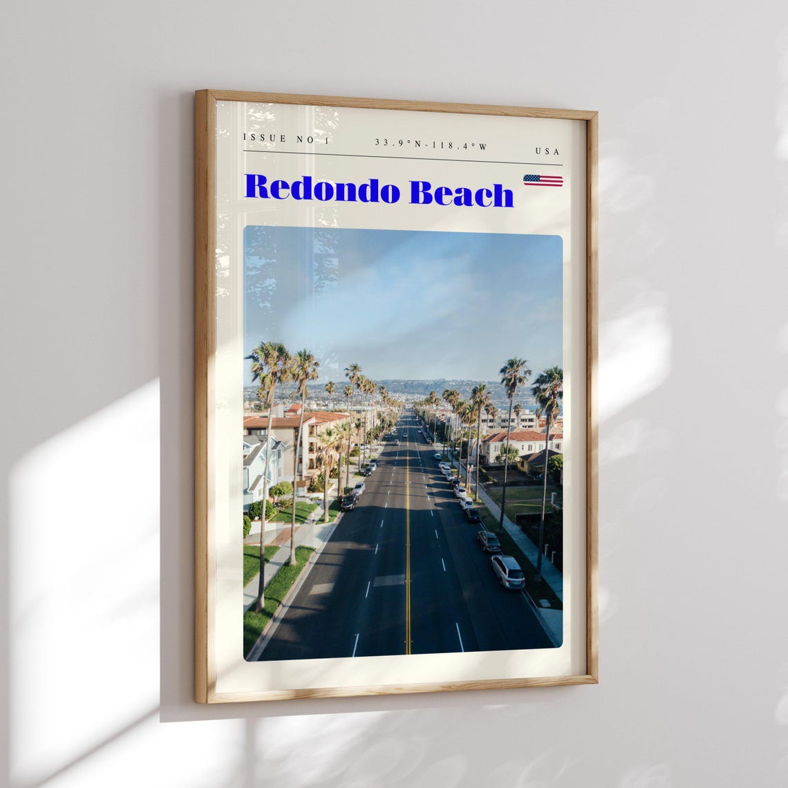 Redondo Beach California Palm Lined Boulevard Coastal Travel Poster - Image 2