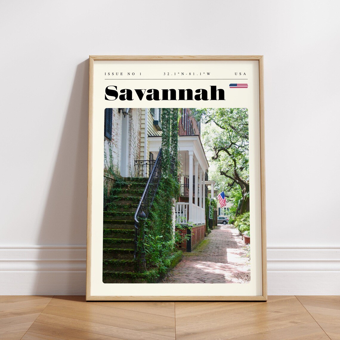 Savannah USA Ivy Covered Staircase Historic Lane Travel Poster Art - Image 3