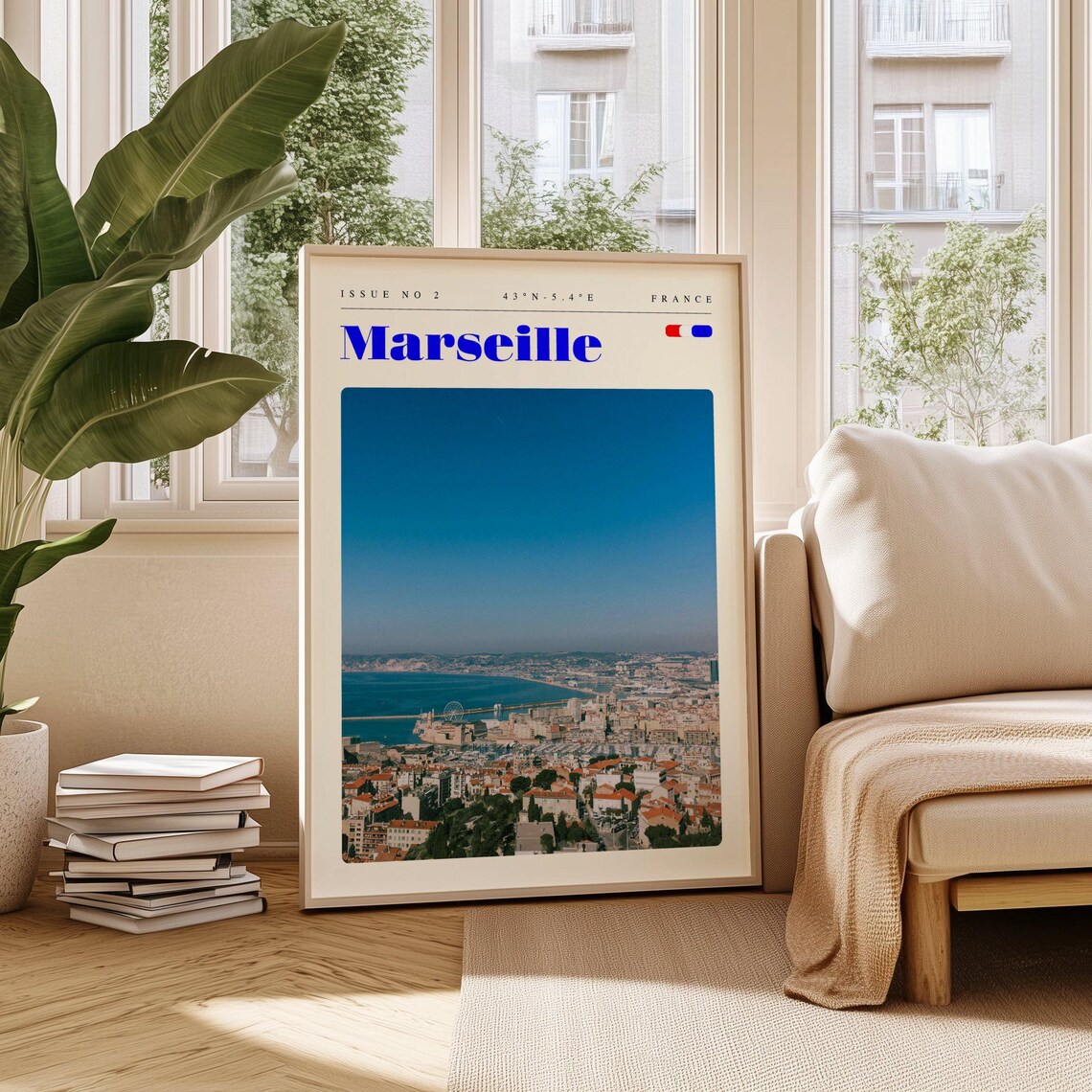 Marseille France Mediterranean Coast Cityscape Vintage Travel Poster