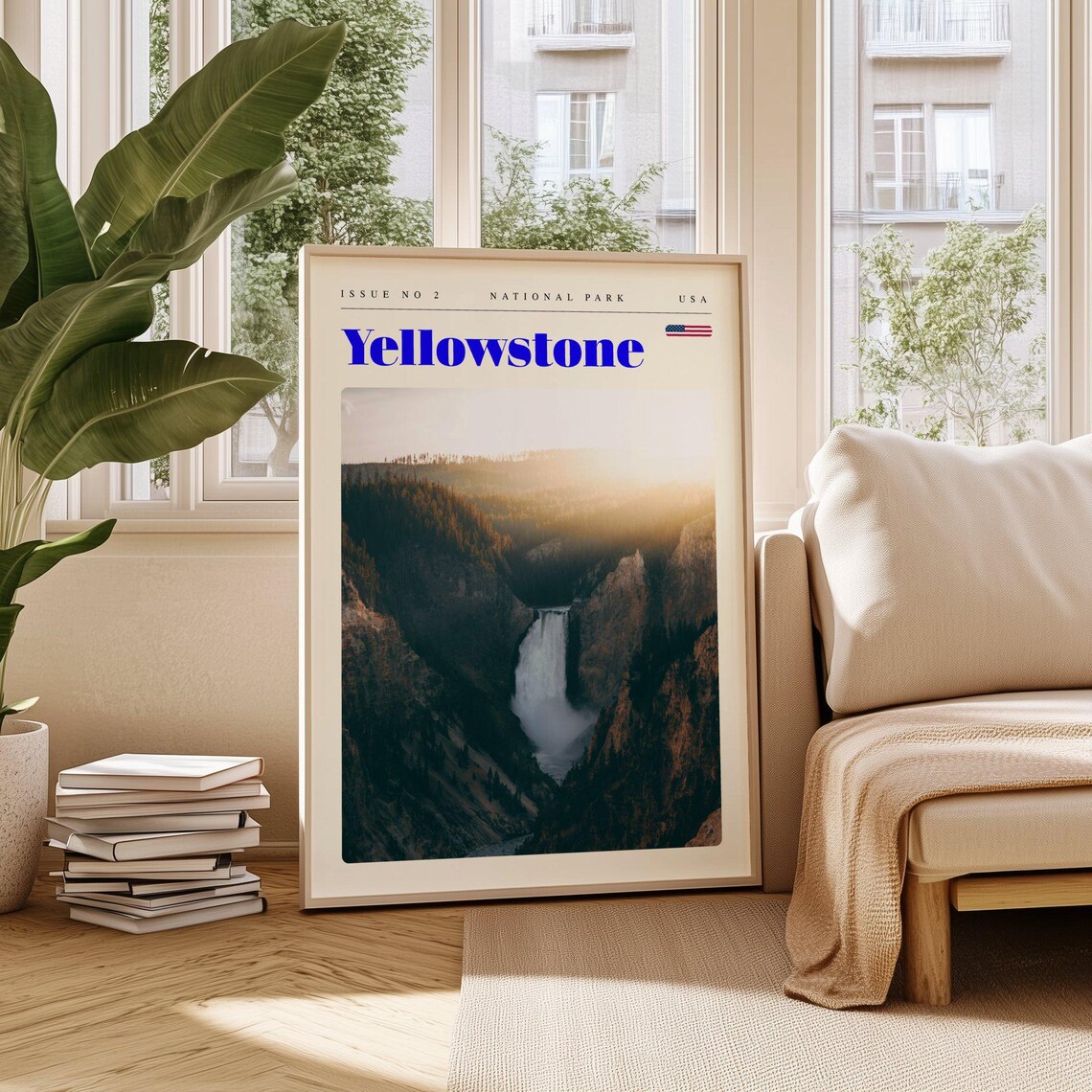 Yellowstone National Park Grand Canyon Waterfall Sunrise Poster