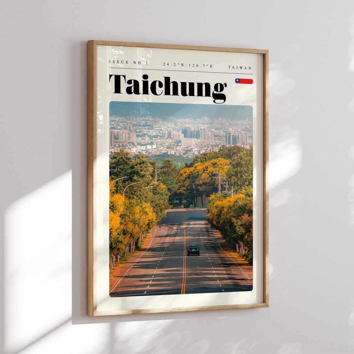 Taichung Taiwan City View Road Autumn Trees Photography Poster - Image 2