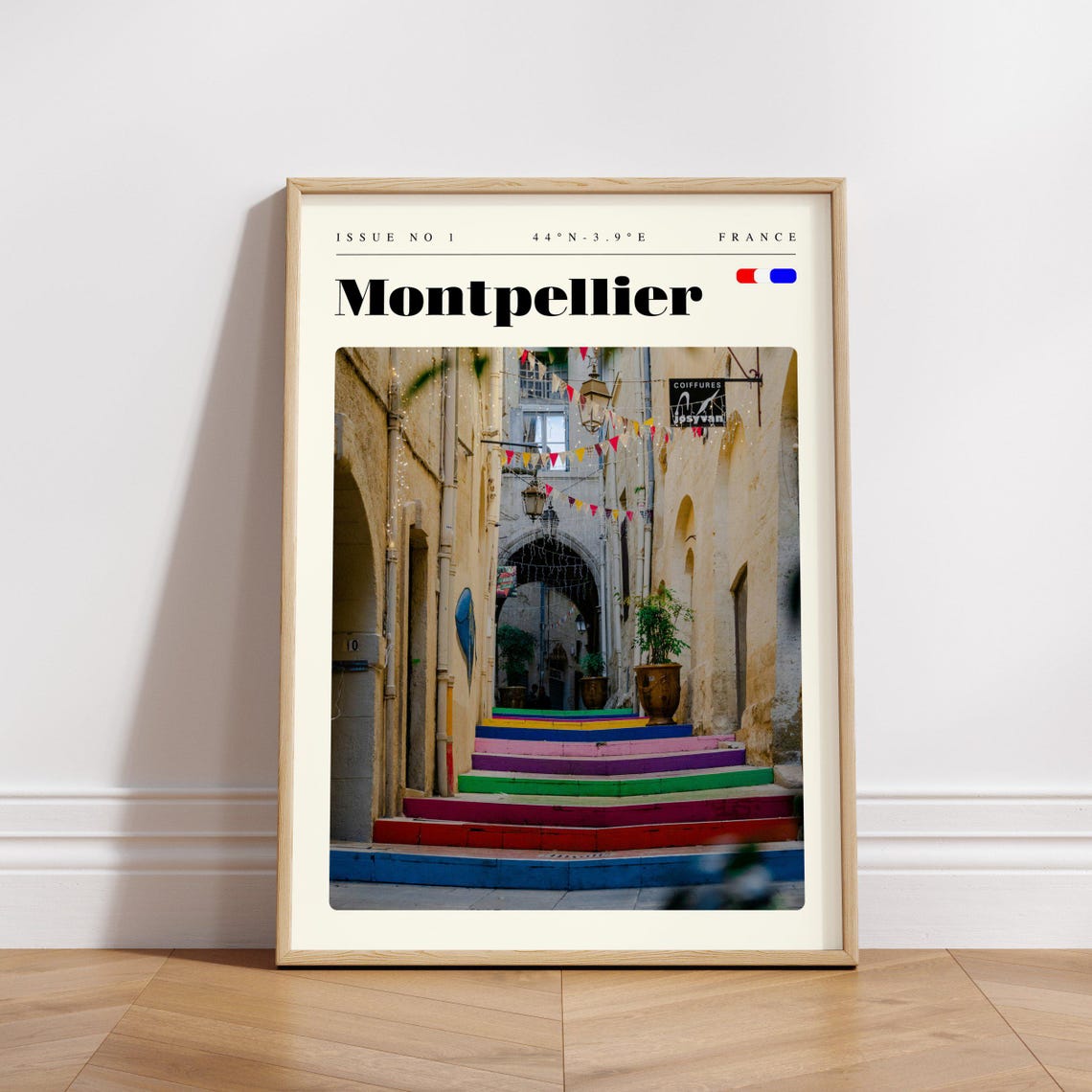 Montpellier France Rainbow Painted Steps Old Alley Photo Poster - Image 3