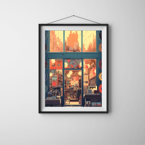 Vinyl Record Wall Decor Music Store Art Colorful