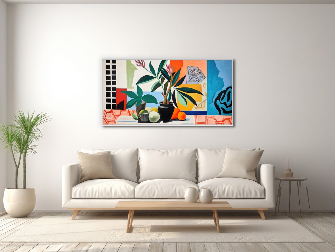 Boho Still Life Painting Tropical Wall Art Colorful Mediterranean Abstract Giclee Paper Or Framed Print Morning Still Life - Image 3