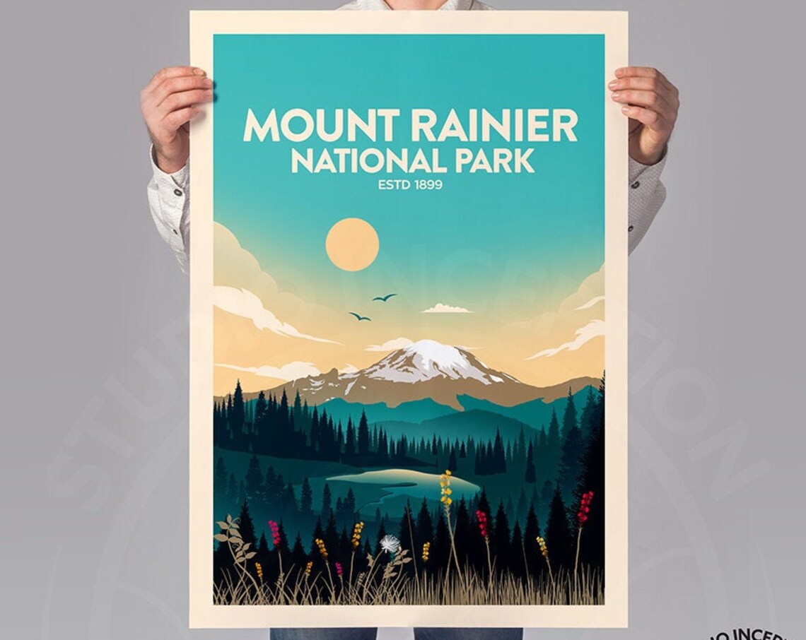 Mount Rainier National Park Travel Poster Print - Image 3