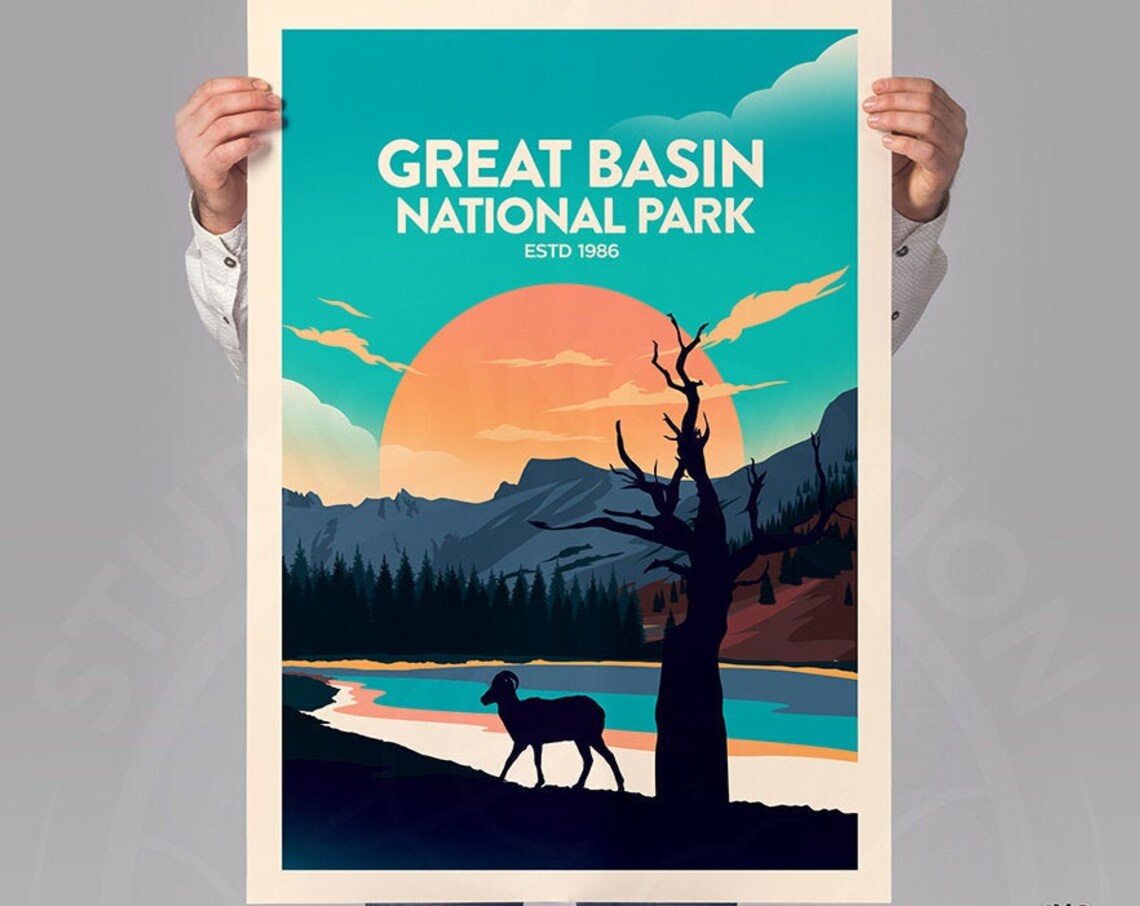 Great Basin National Park Nevada Sheep Lake Sunset Travel Poster - Image 2