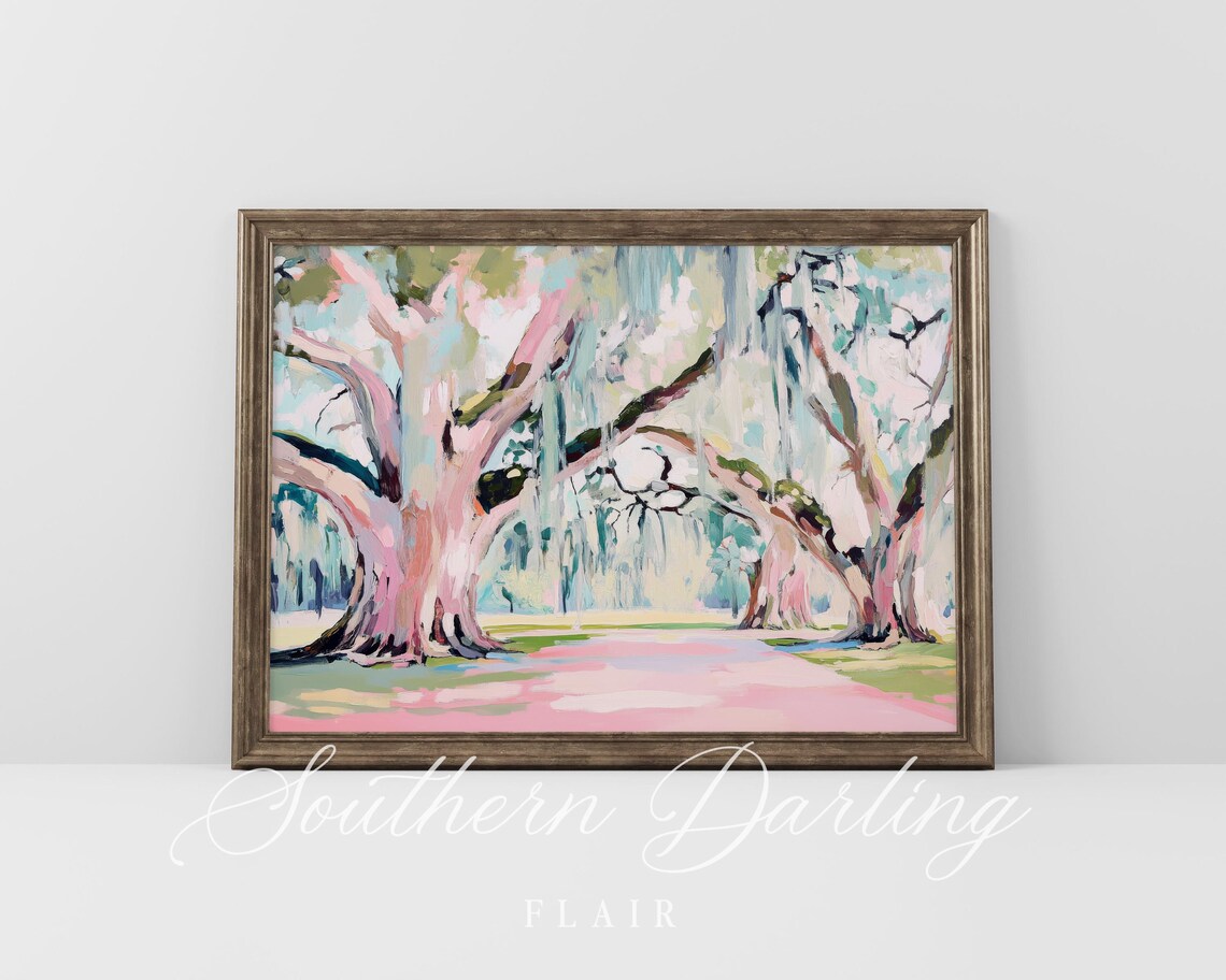 Pastel Live Oak Trees Art Print, Southern Landscape - Image 4