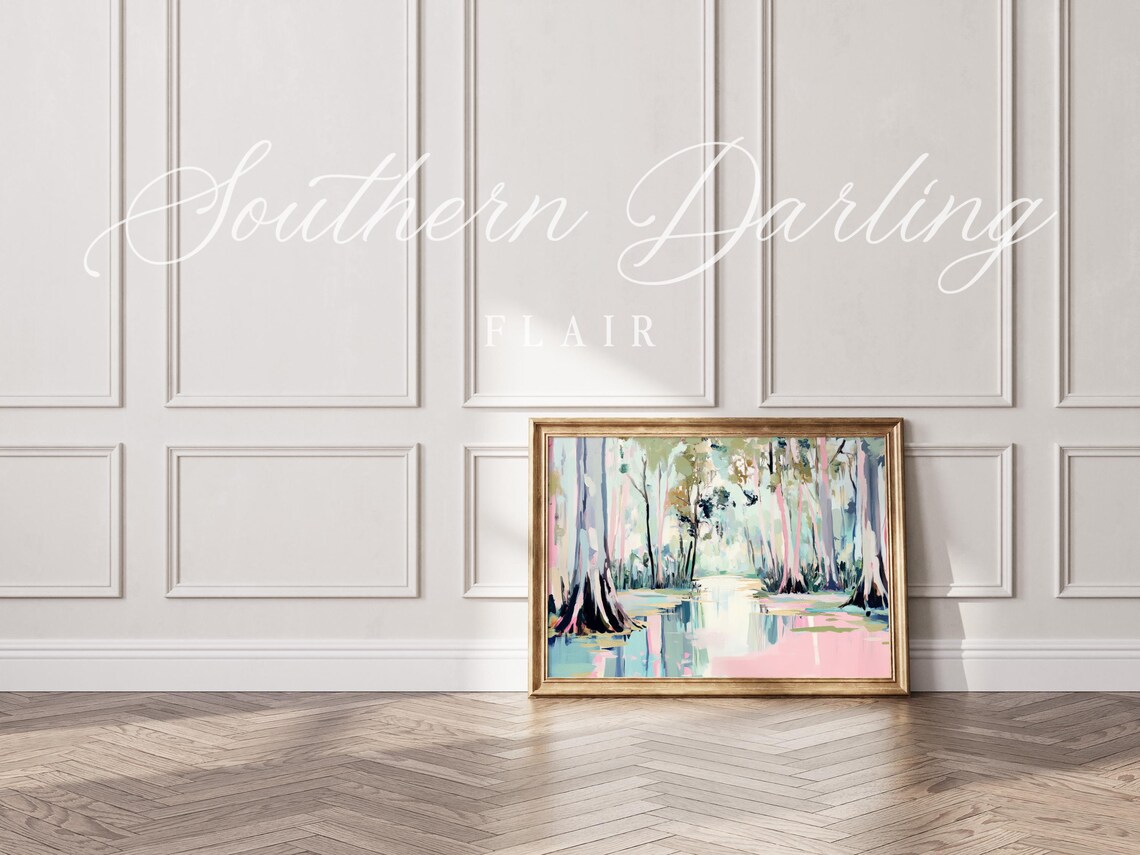 Pastel Canal Wetlands Landscape, Coastal Art Print - Image 2