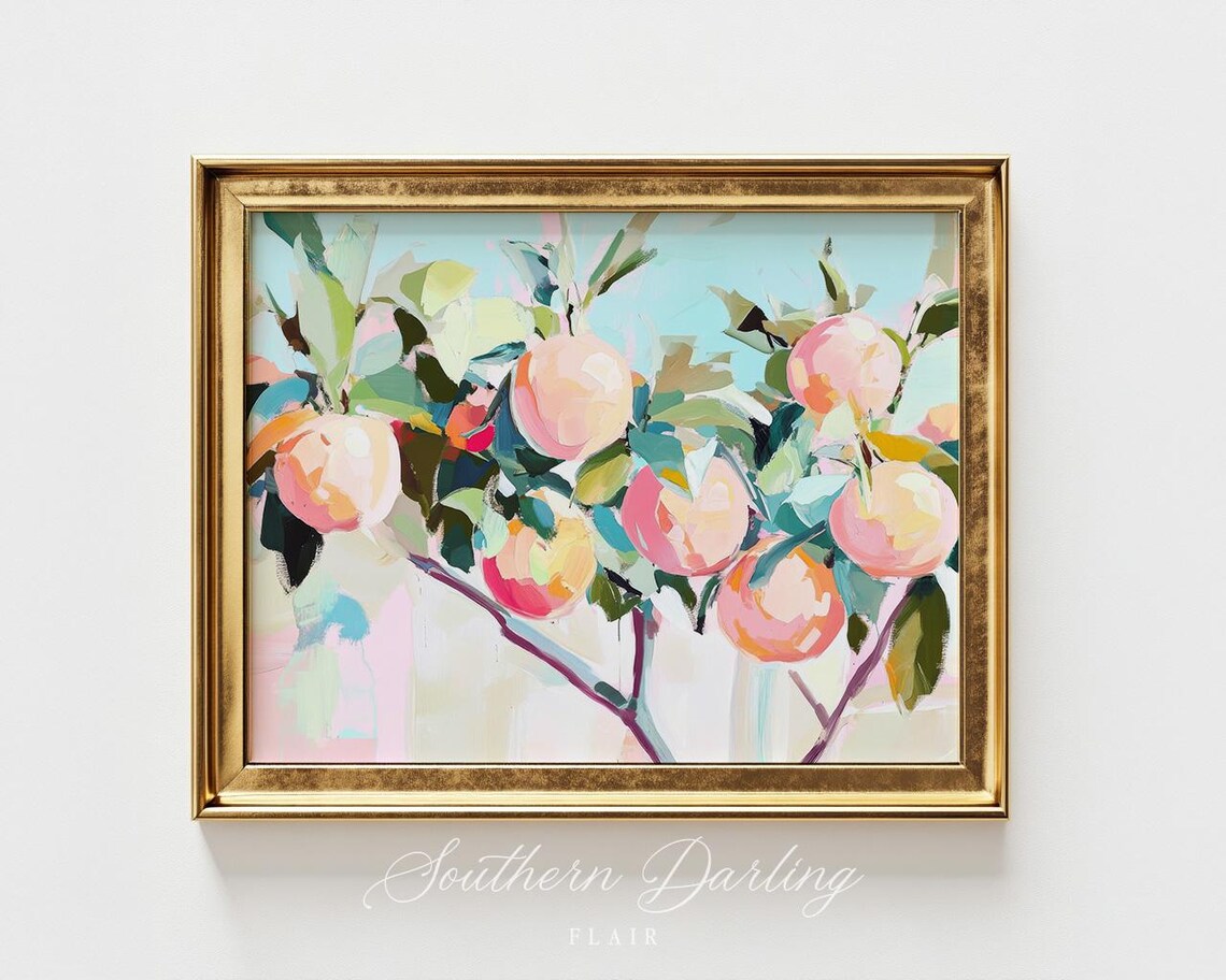 Florida Oranges Abstract Art Print, Grandmillennial Style