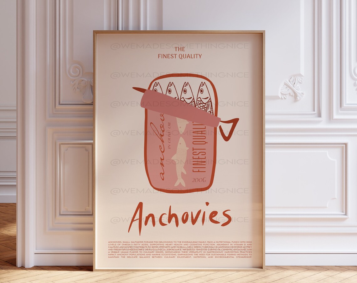 Anchovies Vintage Kitchen Art Print, Retro Food Decor - Image 3