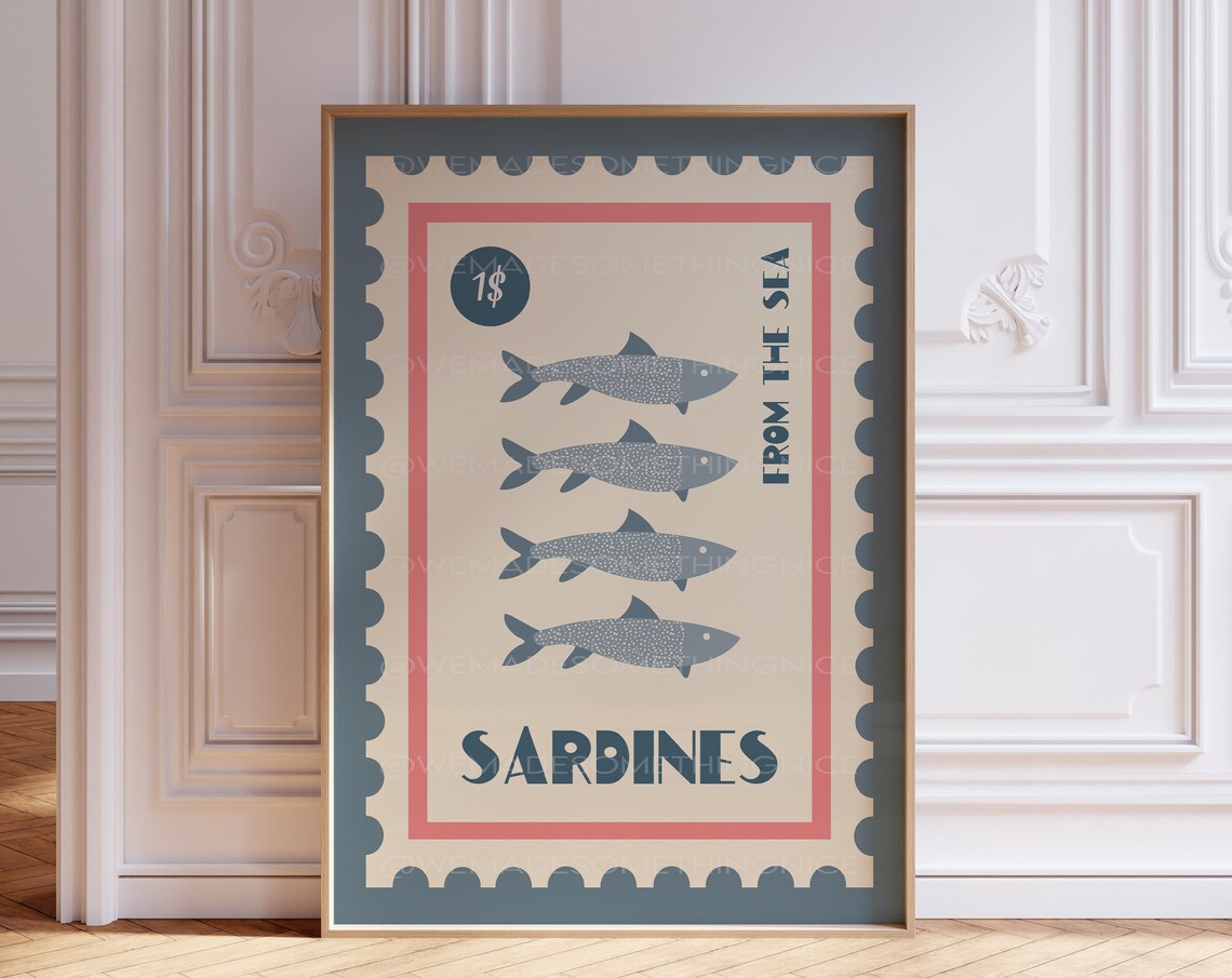 Sardines Coastal Vintage Food Art Print - Image 2