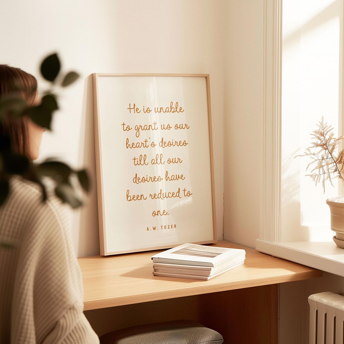 A W Tozer Heart Desires Quote Gold Script Minimalist Christian Message Poster - Image 4