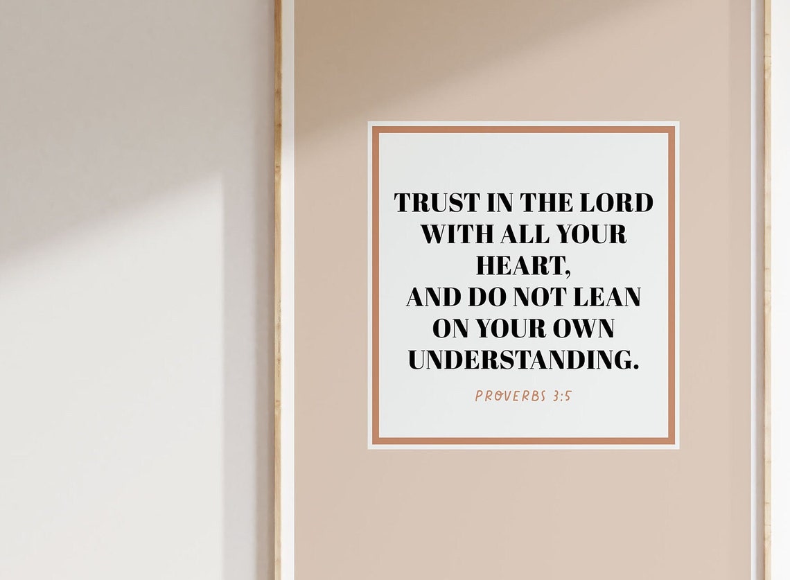 Proverbs 3:5 Trust In The Lord Bible Verse Warm Beige Christian Poster - Image 3