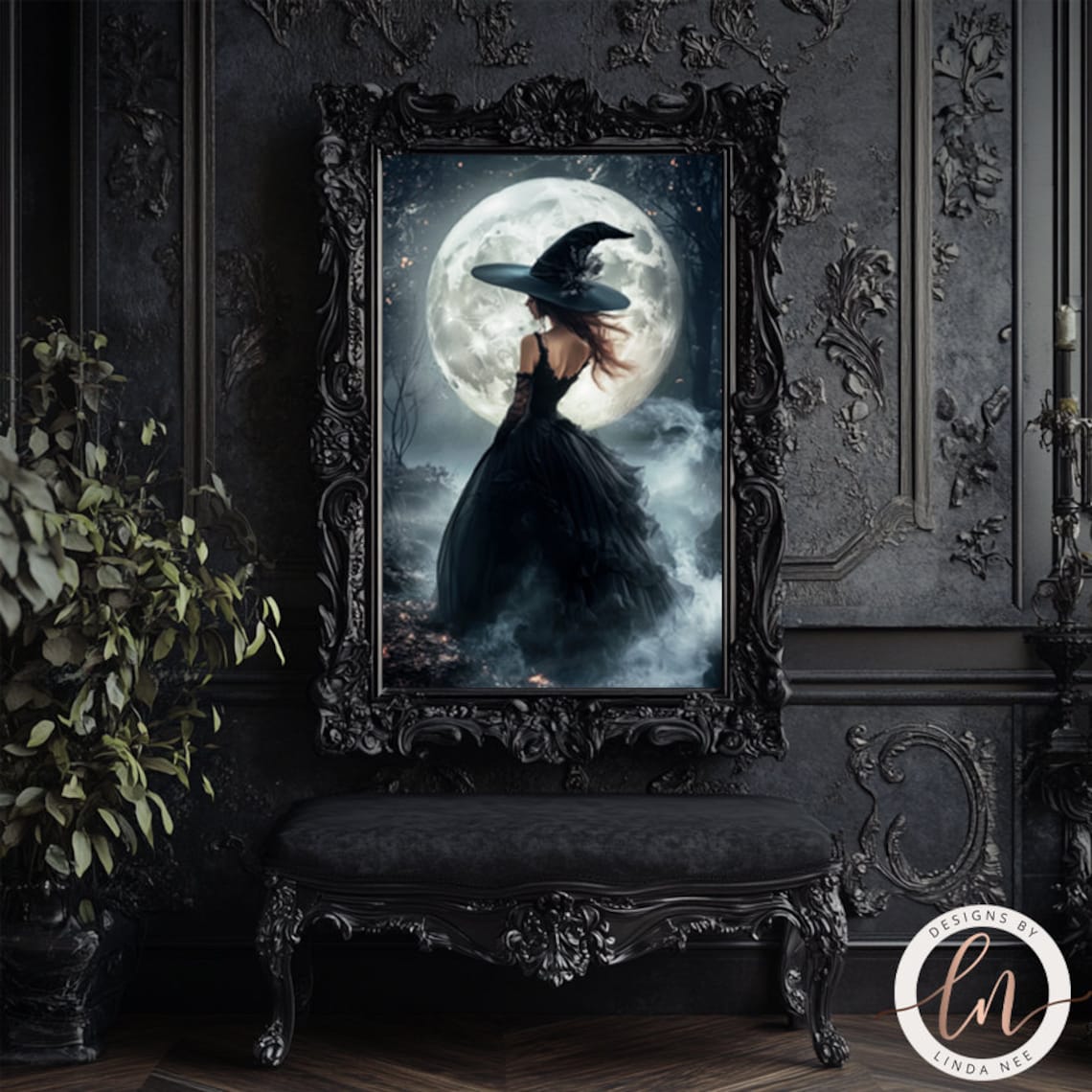 Witch in the Forest, Dark Gothic Halloween Art Print - Image 4