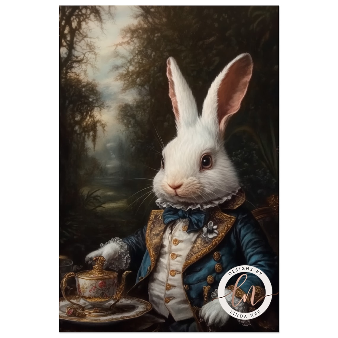 Alice In Wonderland White Rabbit Victorian Portrait Art Print - Image 4