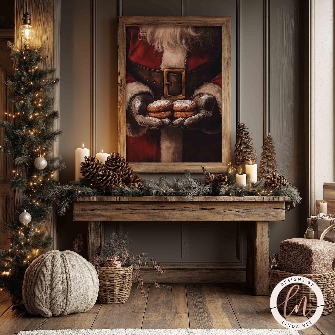 Cookies For Santa Vintage Christmas Art Print - Image 4