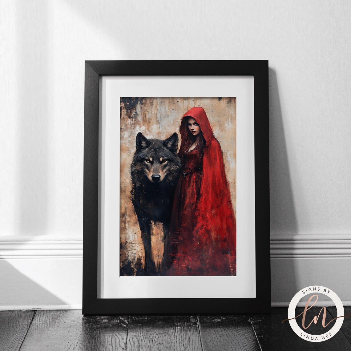 Gothic Little Red Riding Hood and the Big Bad Wolf Art Print - Image 4