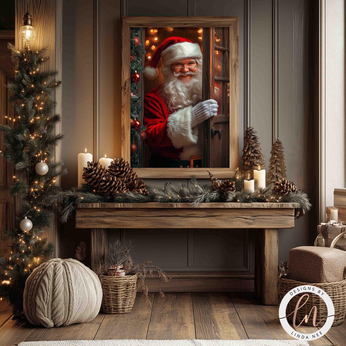 Santa Claus Portrait Print Vintage Christmas Wall Art Santa Oil Painting Print Victorian Dark Academia Winter Holiday 6 Xms049 - Image 2