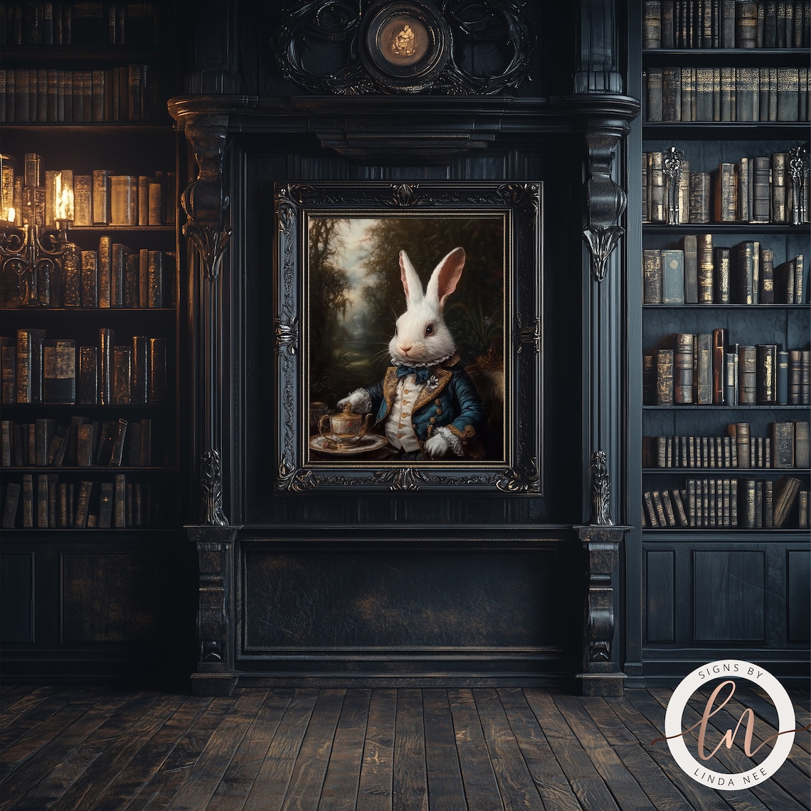 Alice In Wonderland White Rabbit Victorian Portrait Art Print - Image 2
