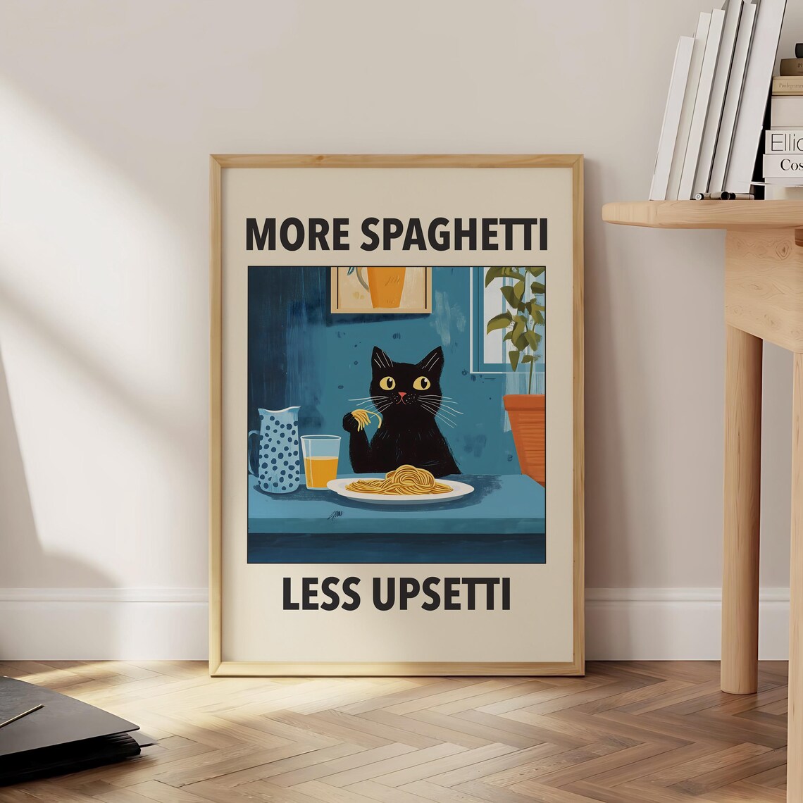 More Spaghetti Less Upsetti Cat Kitchen Poster