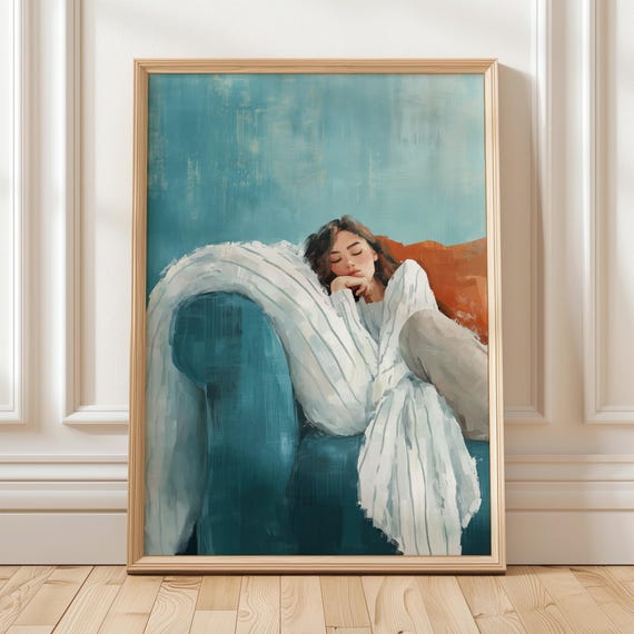 Sleeping Woman Minimalist Living Room Art Print