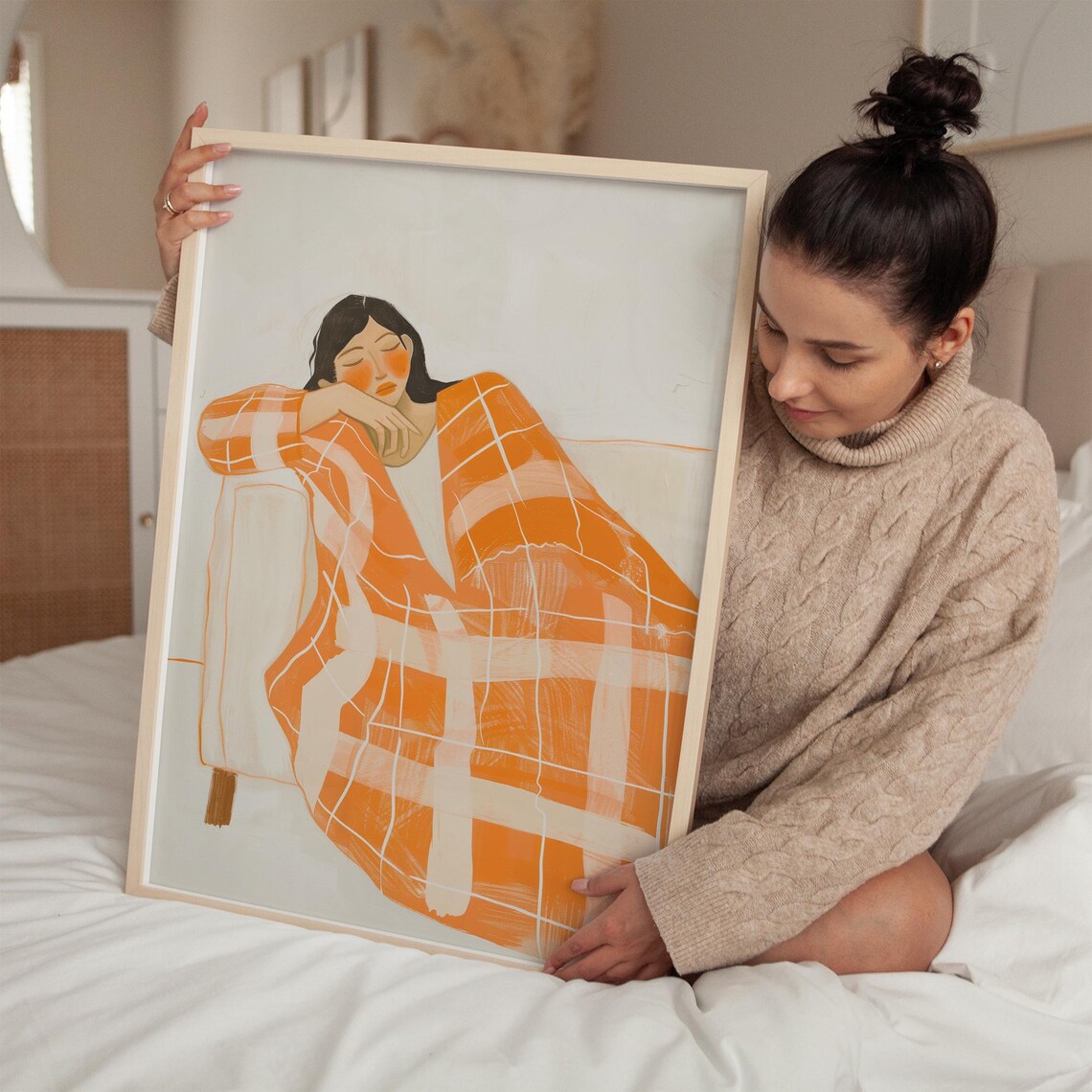 Orange Abstract Woman, Contemporary Minimalist Portrait - Image 3