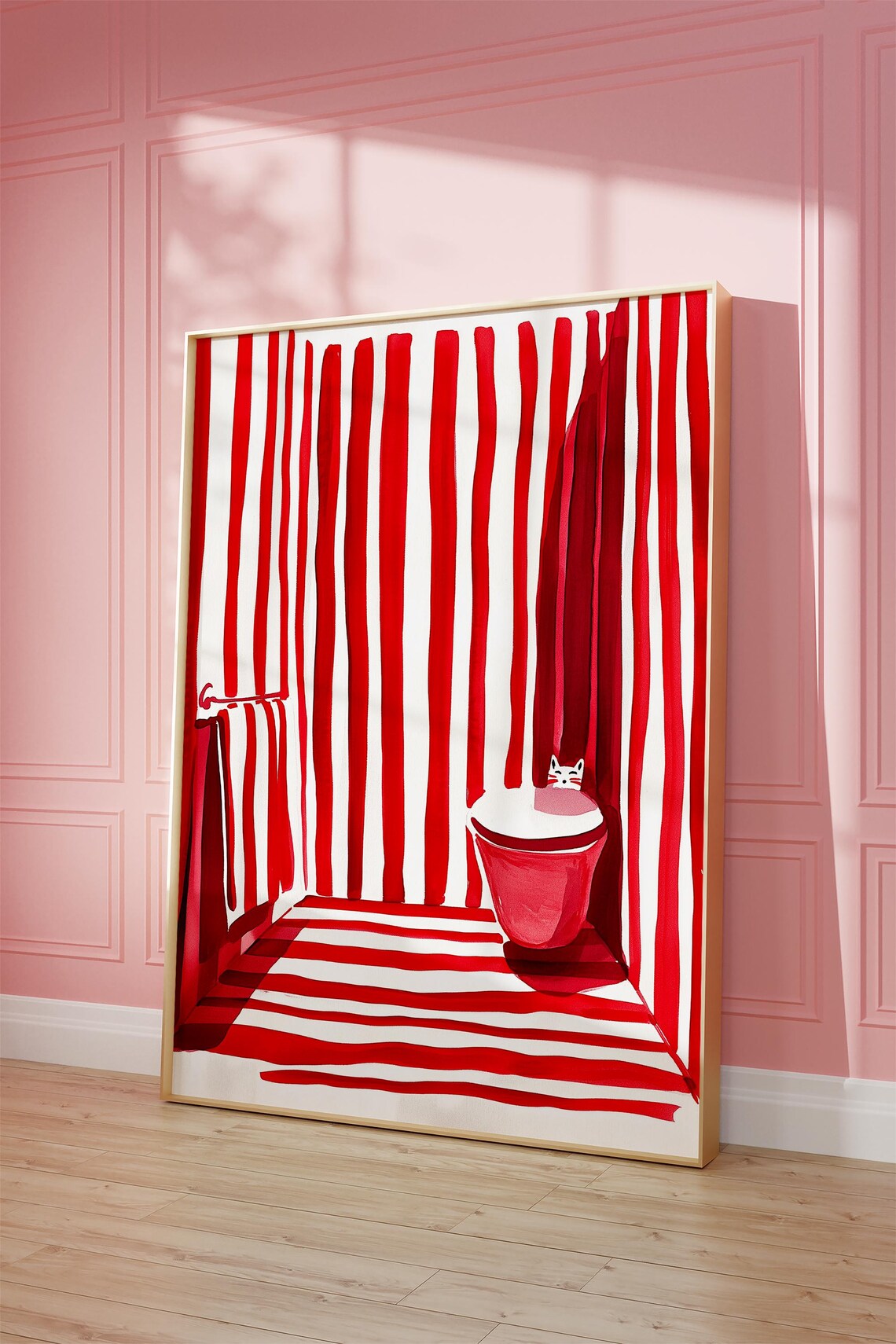 Cat Bathroom Art, Minimalist Bold Poster - Image 4