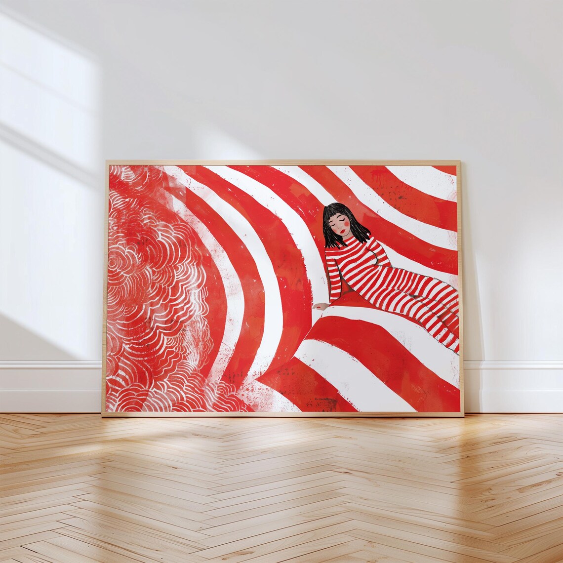 Striped Woman Art Print, Contemporary Abstract