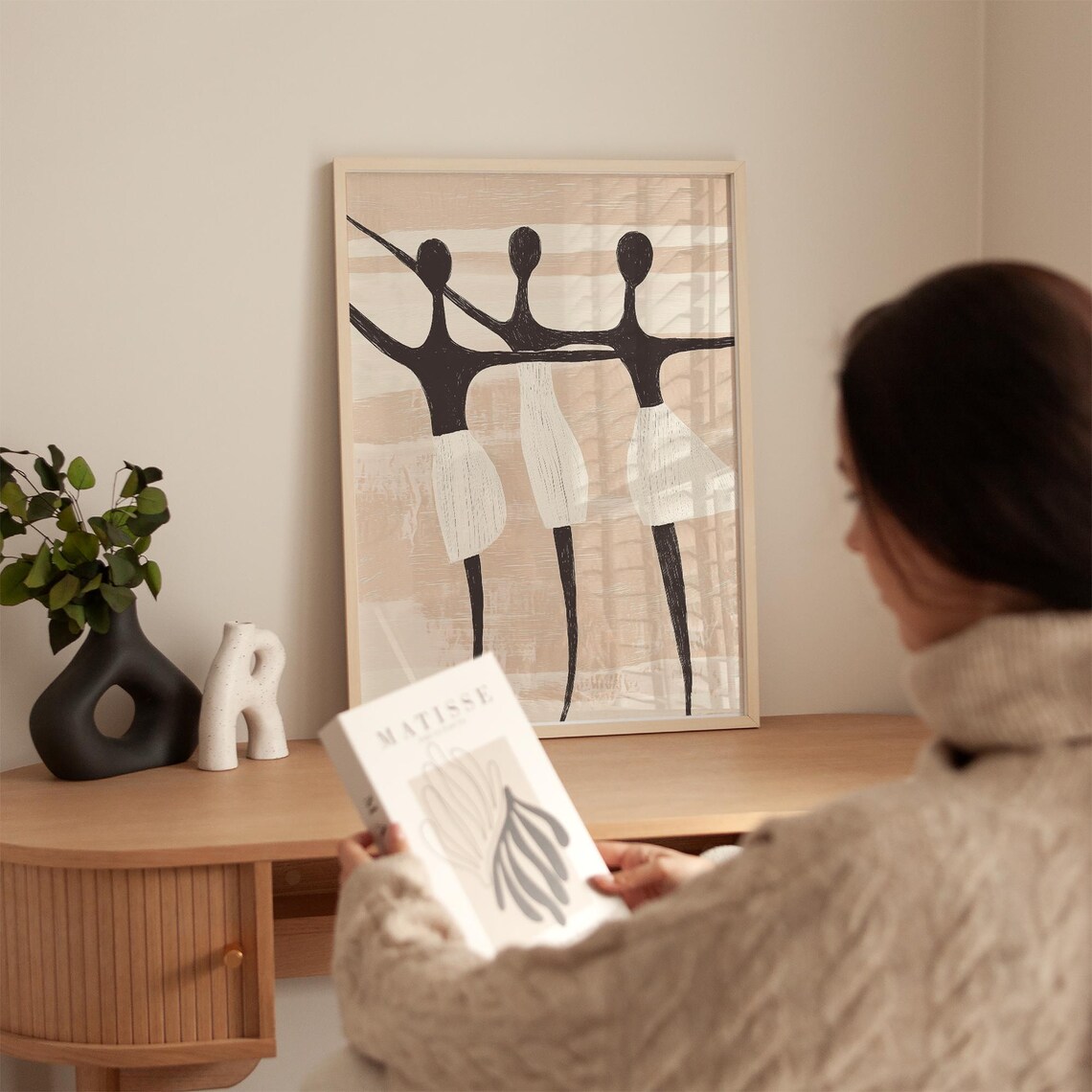 Elegant Trio Dancing Silhouettes, Minimalist Abstract - Image 3