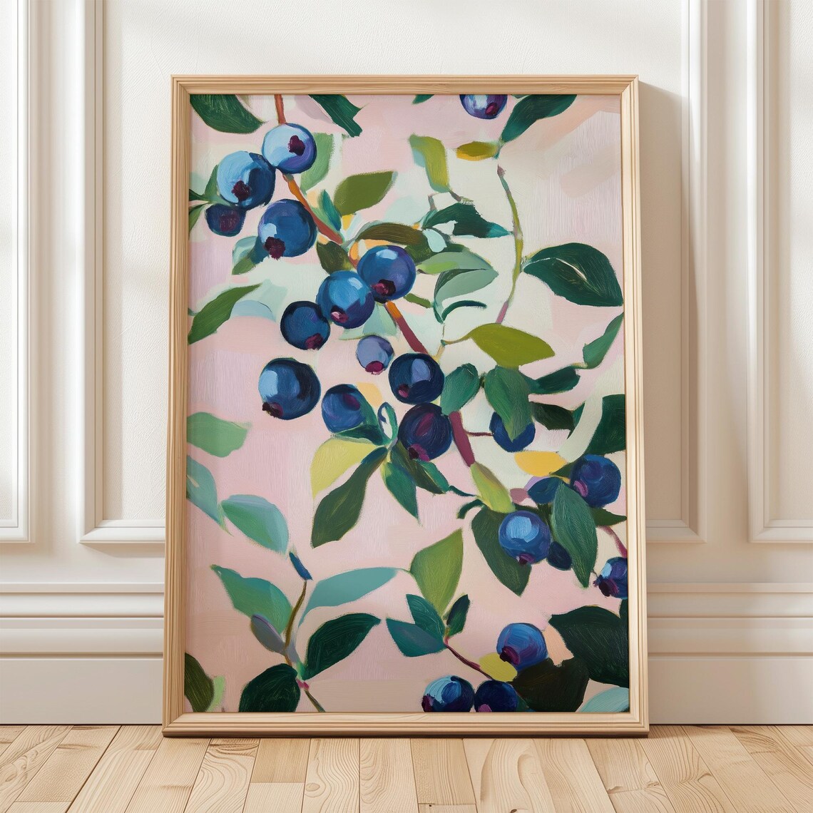 Blueberry Botanical Fruit Poster, Kitchen Decor