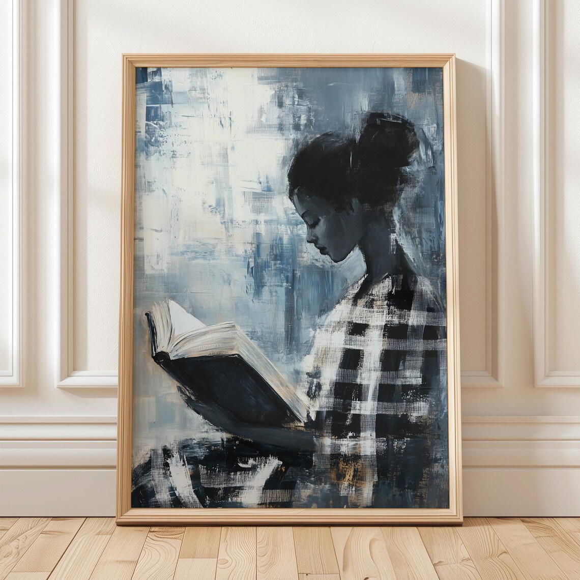 Abstract Portrait of a Woman Reading, Modern Figurative Artwork