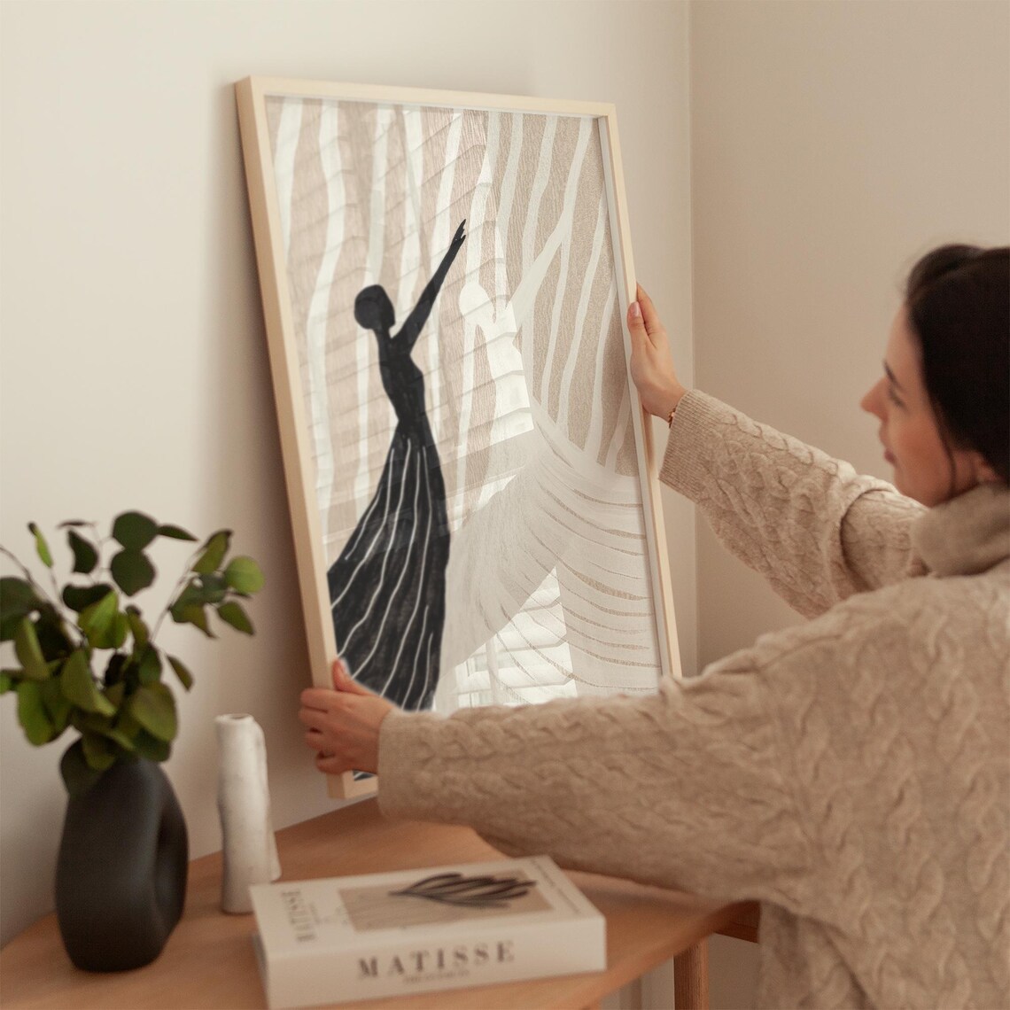 Black And White Figures In Flowing Dresses, Minimalist - Image 2