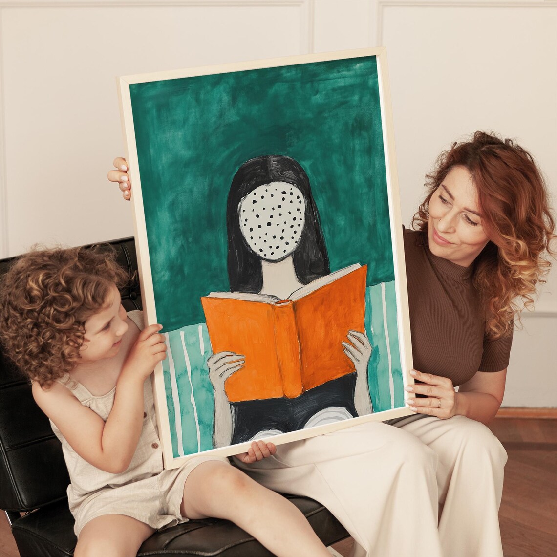 Abstract Reading Woman, Minimalist Book Lover Decor - Image 3