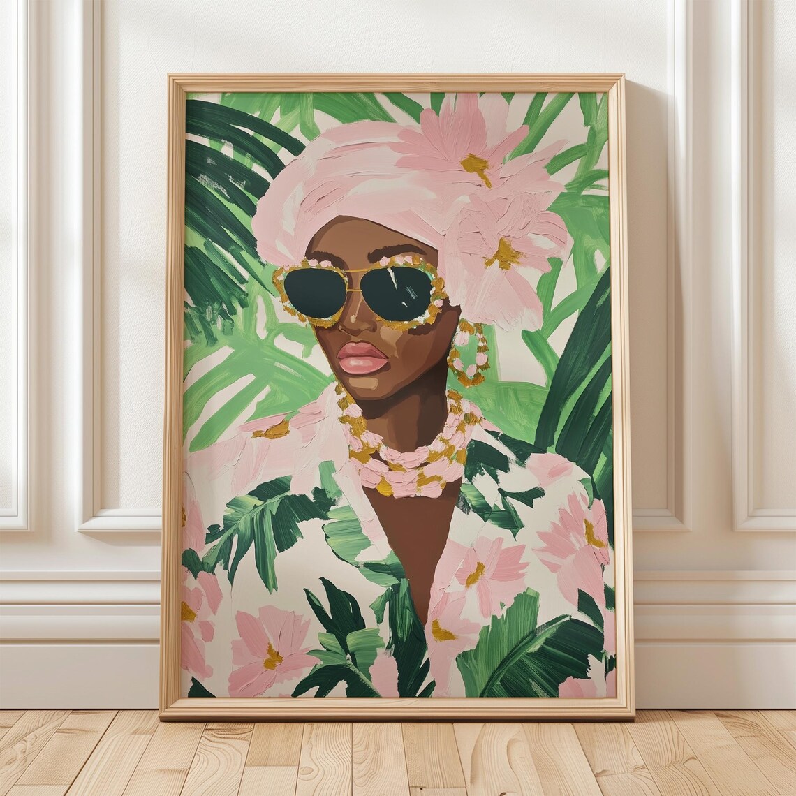 Tropical Floral Woman, Modern Feminine Decor