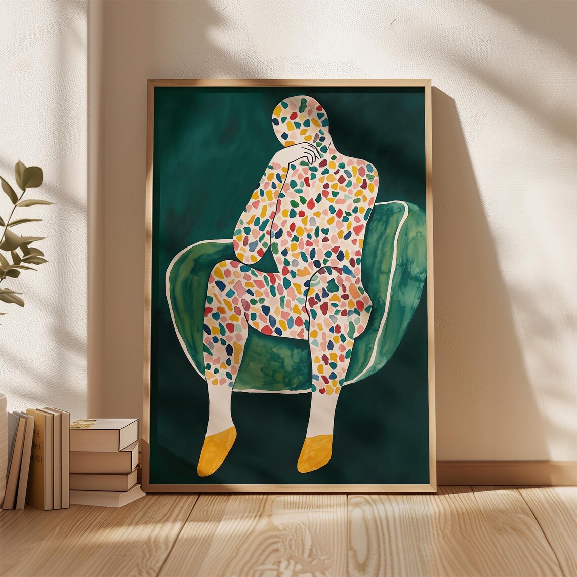 Colorful Abstract Figure Art, Boho Style
