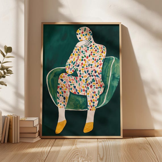 Colorful Abstract Figure Art, Boho Style