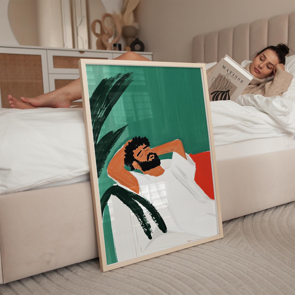 Relaxed Man Portrait, Modern Minimalist Painting - Image 2