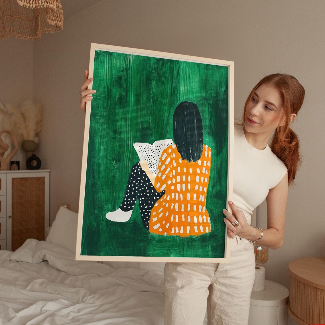 Reading Woman, Modern Abstract Book Lovers Art Print - Image 5