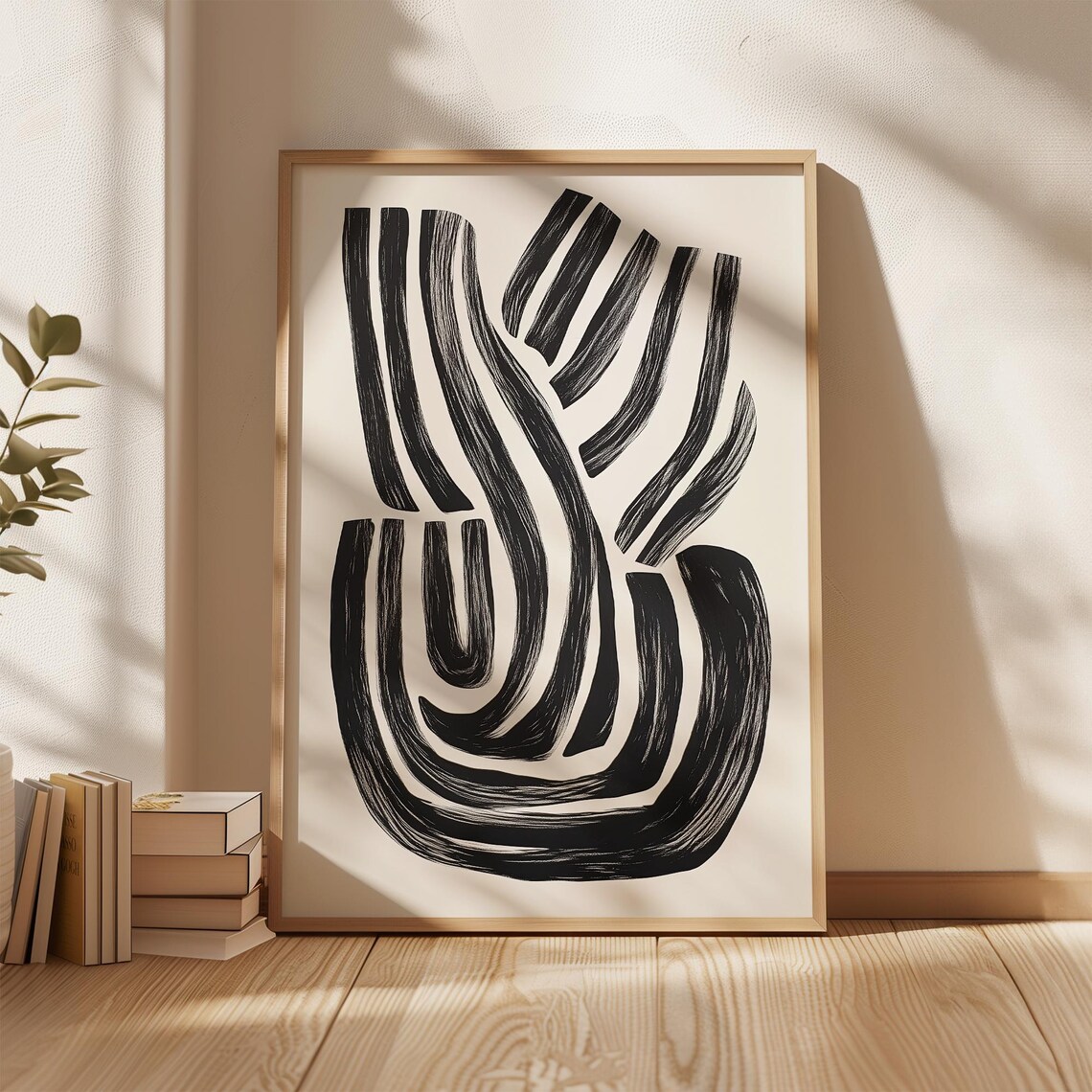 Abstract Black And White Brushstroke Art Print - Image 2