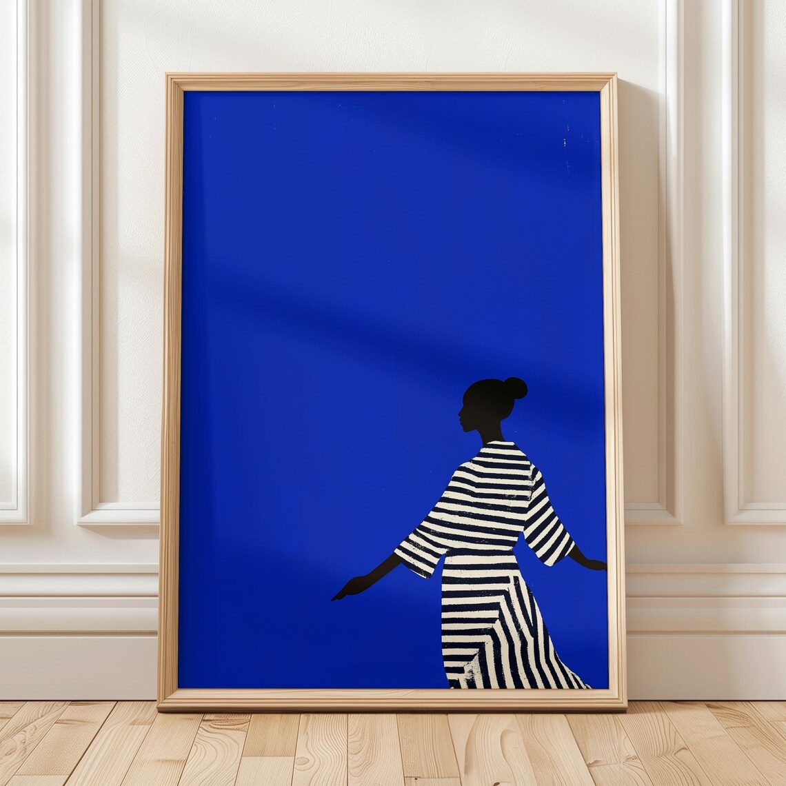 Bold Blue Silhouette, Minimalist Female Print