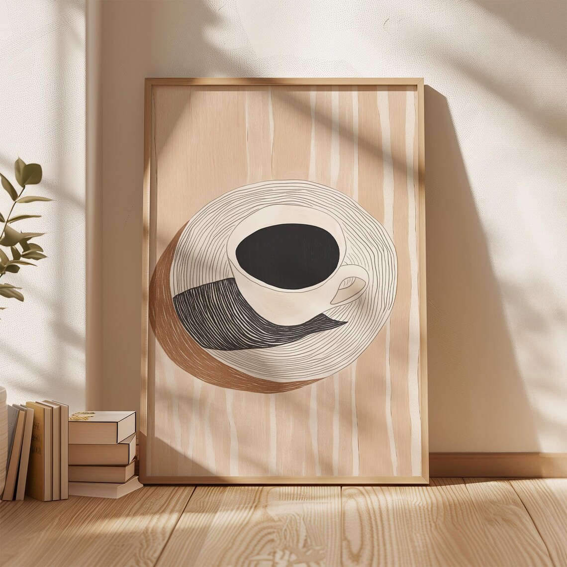 Modern Minimalist Coffee Art, Contemporary Kitchen Decor