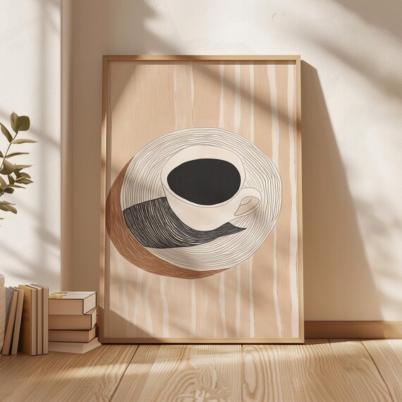 Modern Minimalist Coffee Art, Contemporary Kitchen Decor