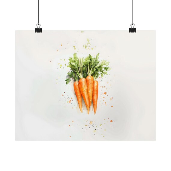 Carrot Wall Art Landscape Kitchen Vegetable Poster Print Cooking Art Watercolor Painting Landscape Culinary Art